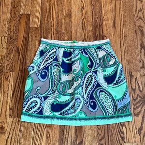 Collective Concepts Green Blue Paisley Skirt L with pockets